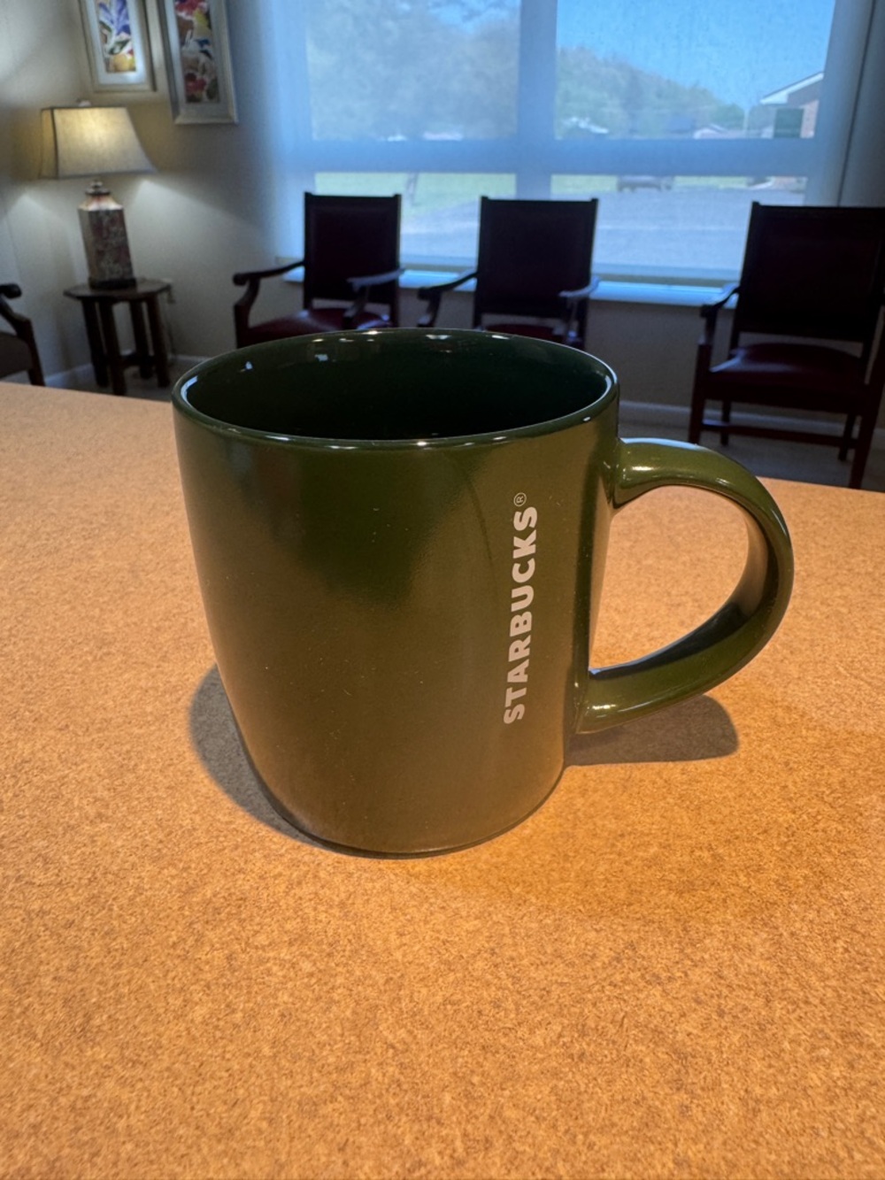 Starbucks Olive Green Ceramic Mug with Vertical Logo 11oz